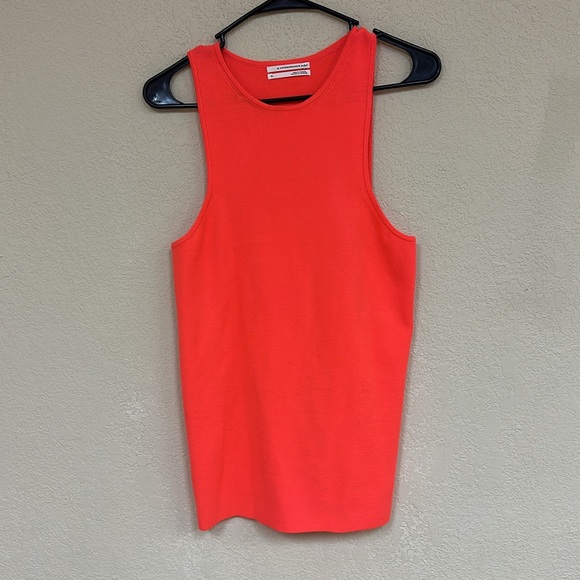 Anthropologie Elodie Sweater Neon Coral Womens XL Stretch Top tank NWOT - Picture 2 of 5